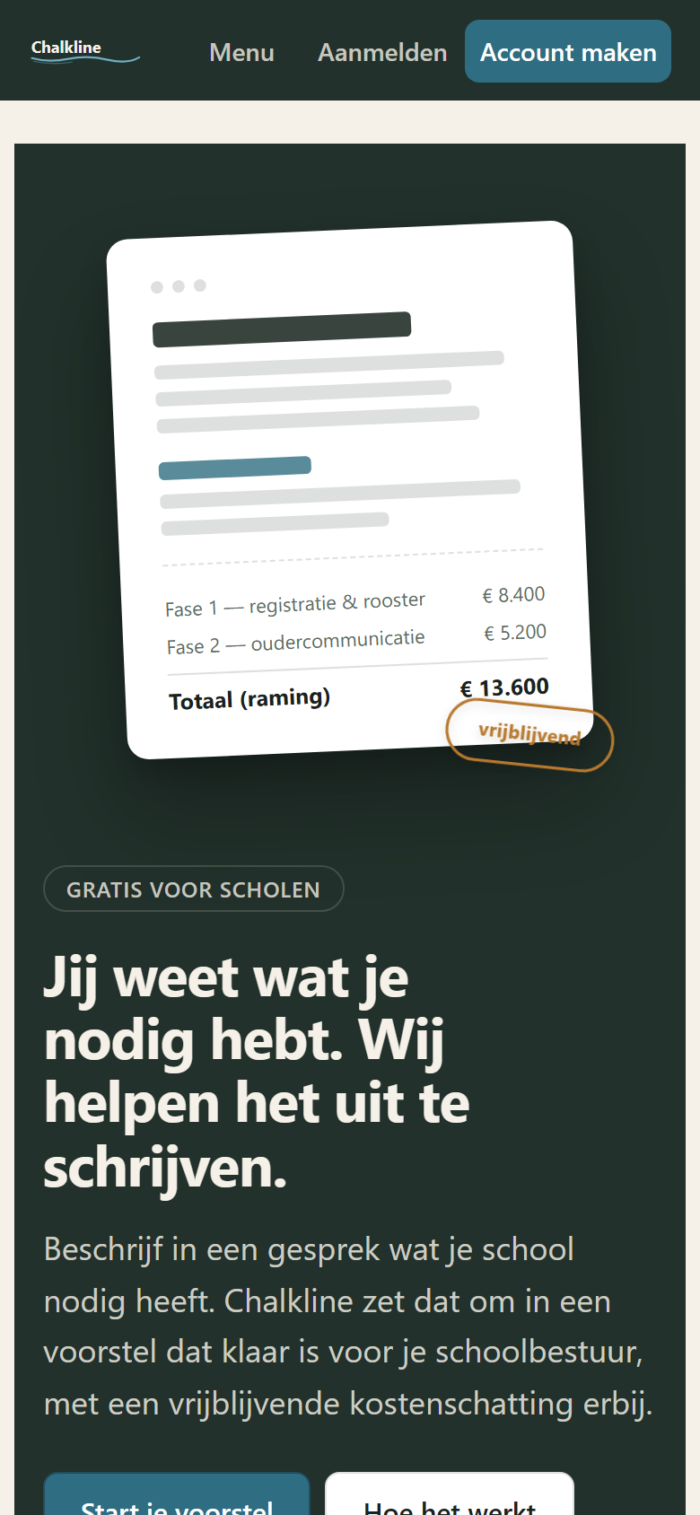 Schermafbeelding van Chalkline op een telefoon