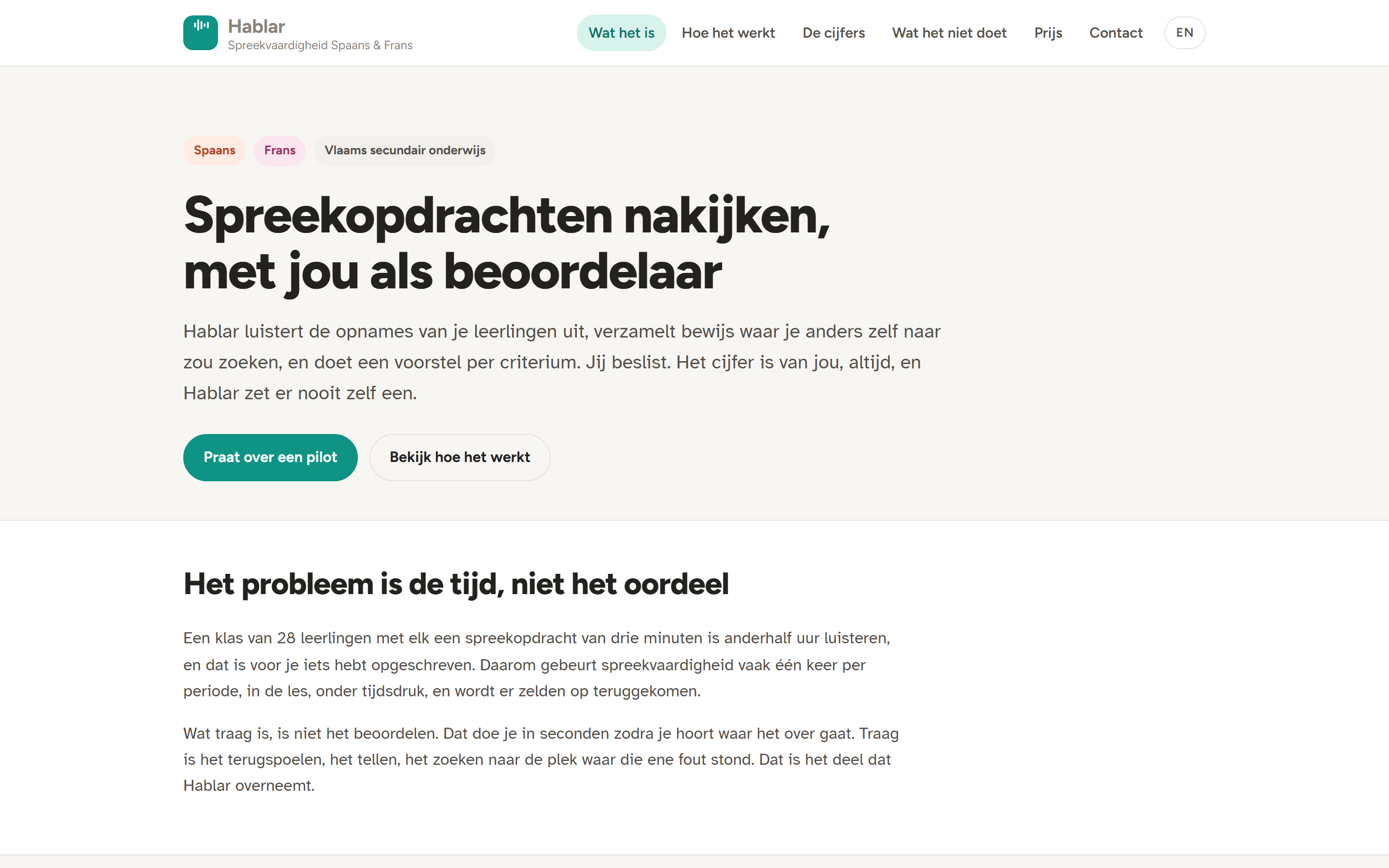 Schermafbeelding van Hablar op een laptop